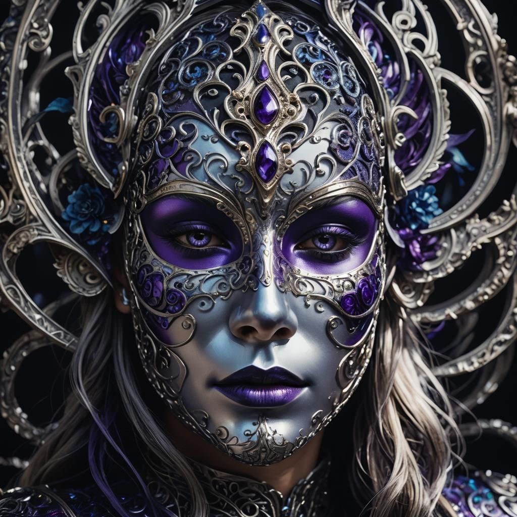Woman in Silver Mask: Dark Fantasy Portrait
