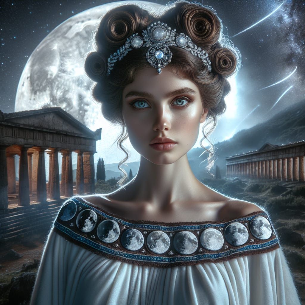 Etruscan Lunar Goddess in Majestic Splendor