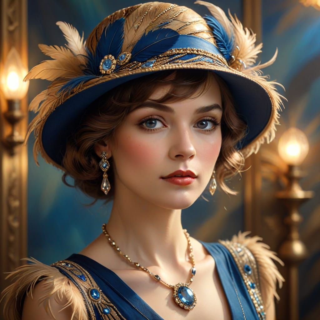 Glamorous Art Deco Portrait of a 1920s Woman