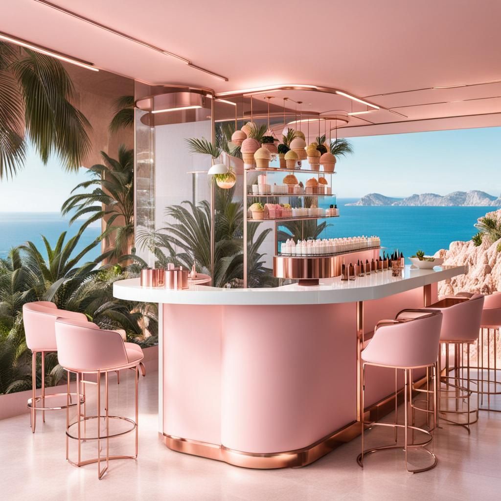 Modern Pink Ice Cream Counter, Mallorca Sea View