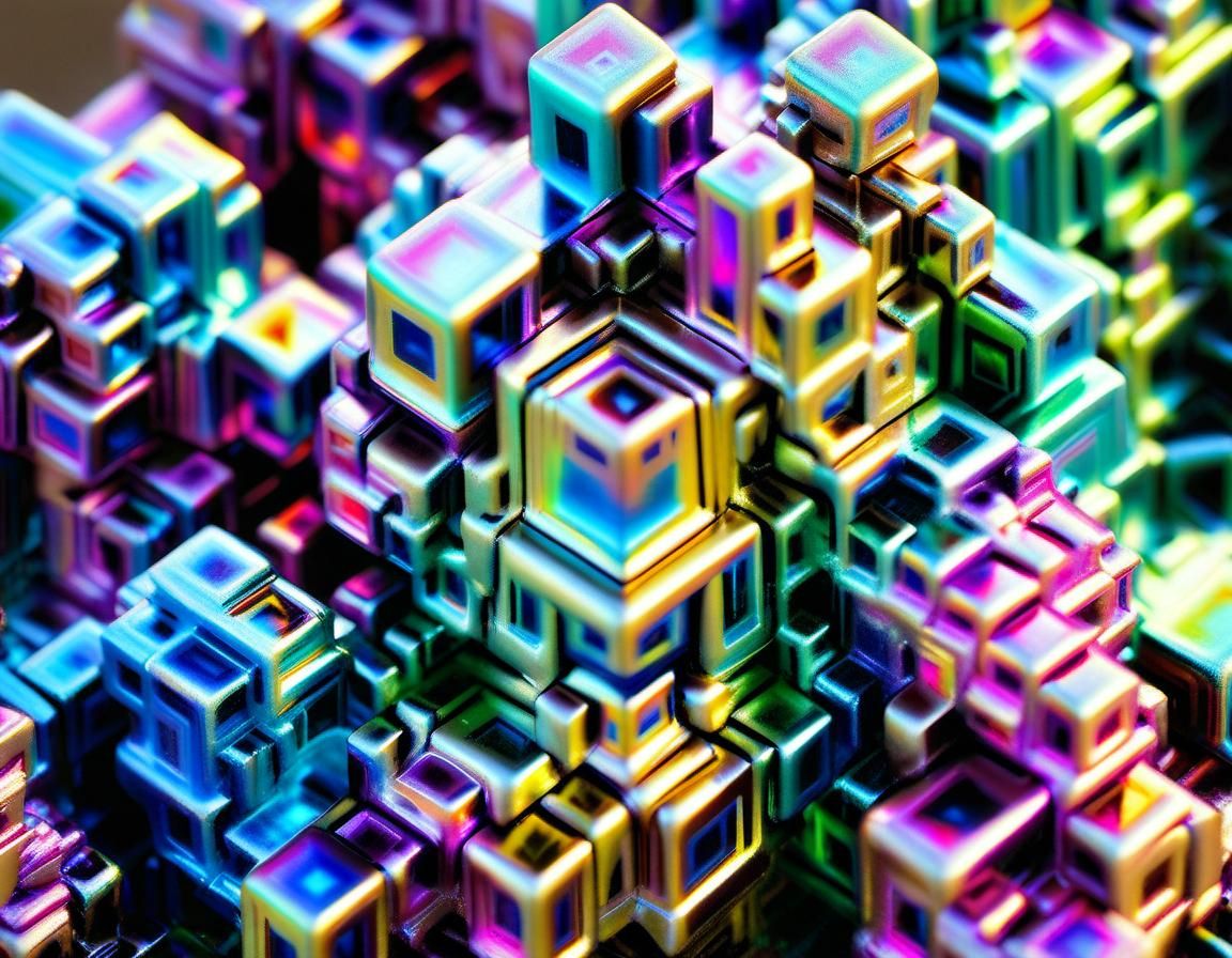 Iridescent Bismuth Crystal Graffiti Spray-Paint Art
