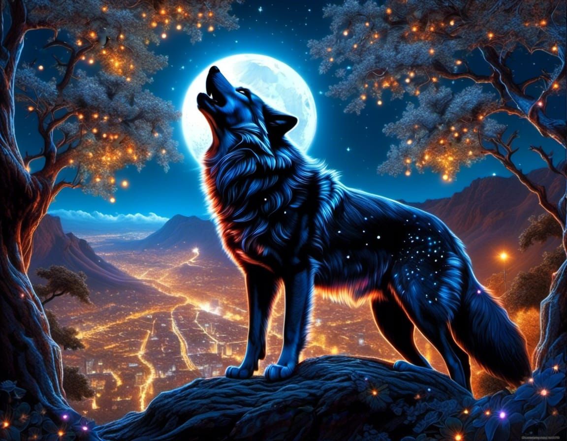 Black Wolf Howling: A Fairycore Portrait