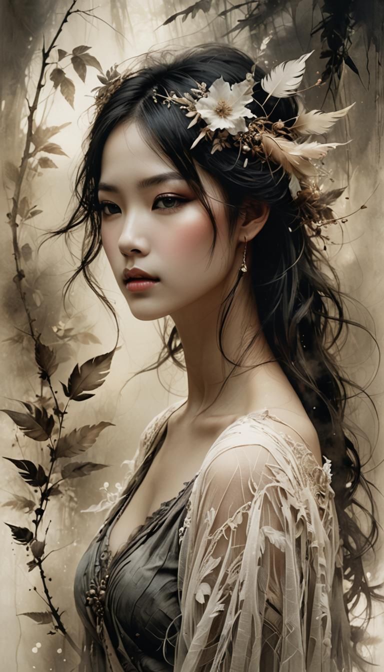 Ethereal Being in Misty Landscape: Surreal Dye-Transfer Prin...