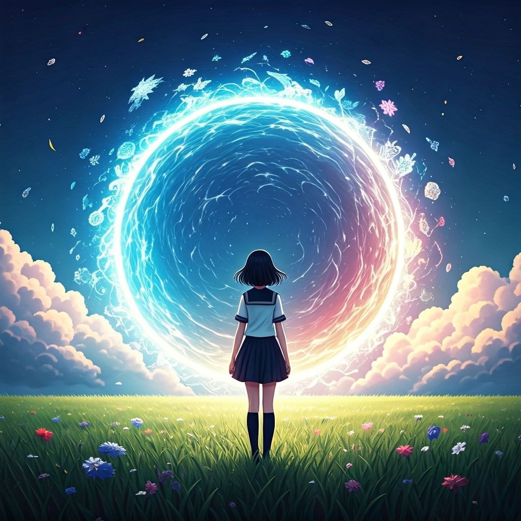 Anime Girl Enters Elemental Portal to Cloud World