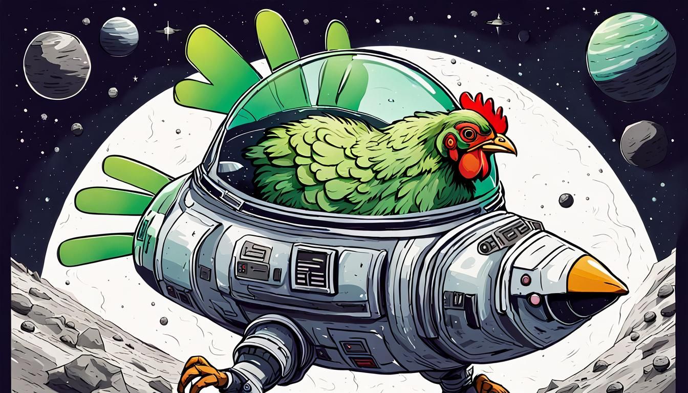 Alien Chicken in Space Poster Art