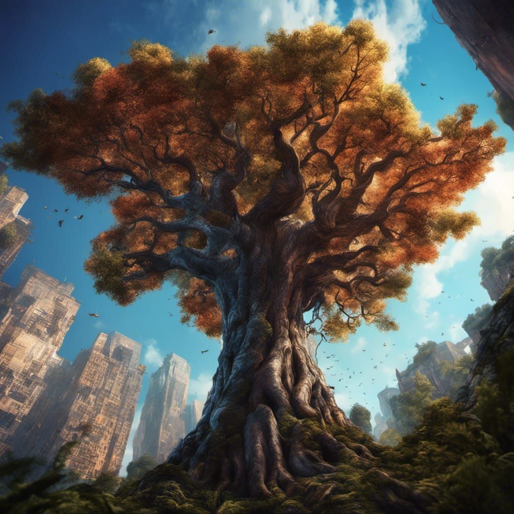Hyperrealistic Tree View with Dramatic Lighting
