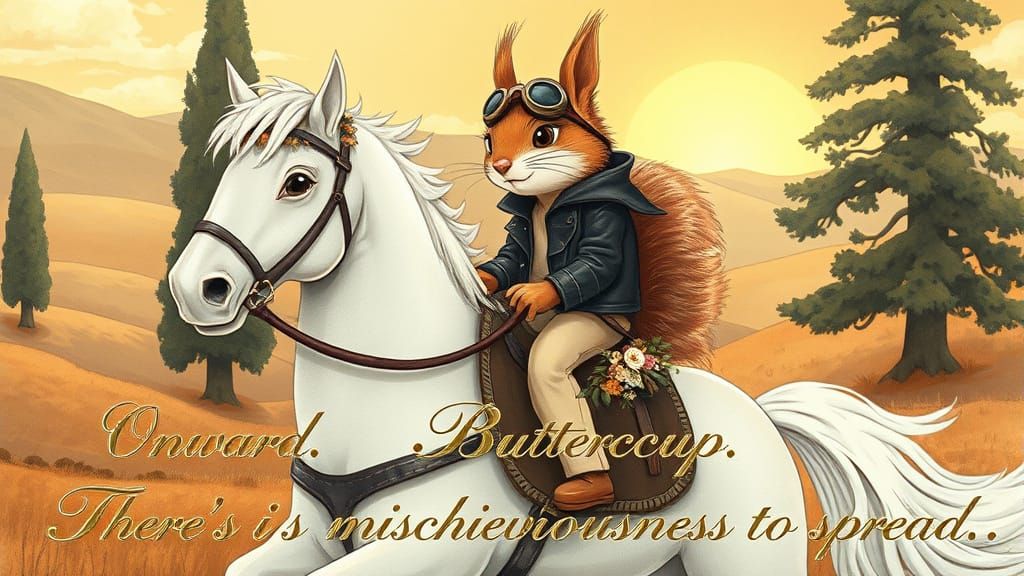 Mischief Makers: Whimsical Squirrel Embarks on Adventure