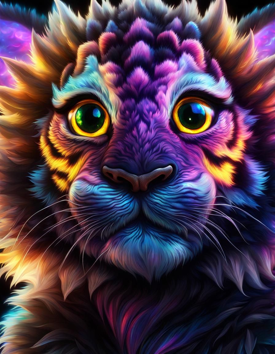 Winged Tiger Dragon Cub: A Hyperrealistic CGI Portrait