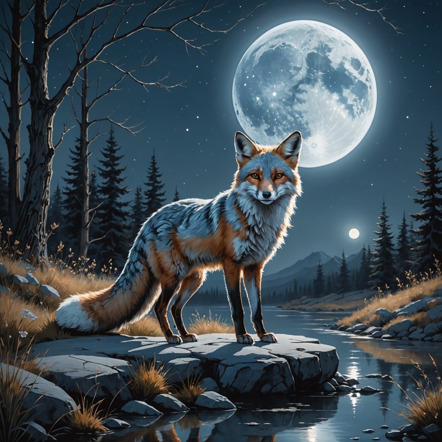 Lunar Whispers in Dreamy Watercolor Style