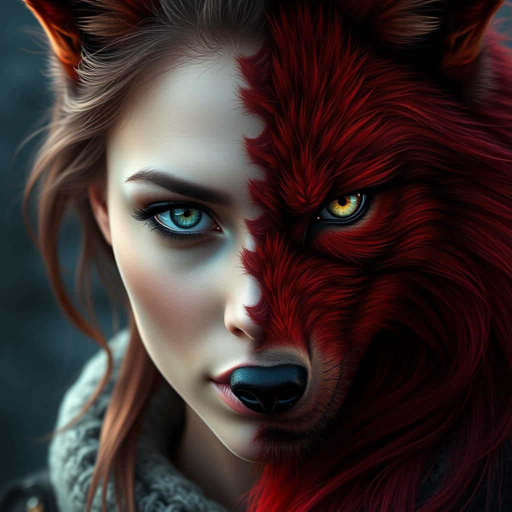 Fantastical Beauty in Werewolf Transformation