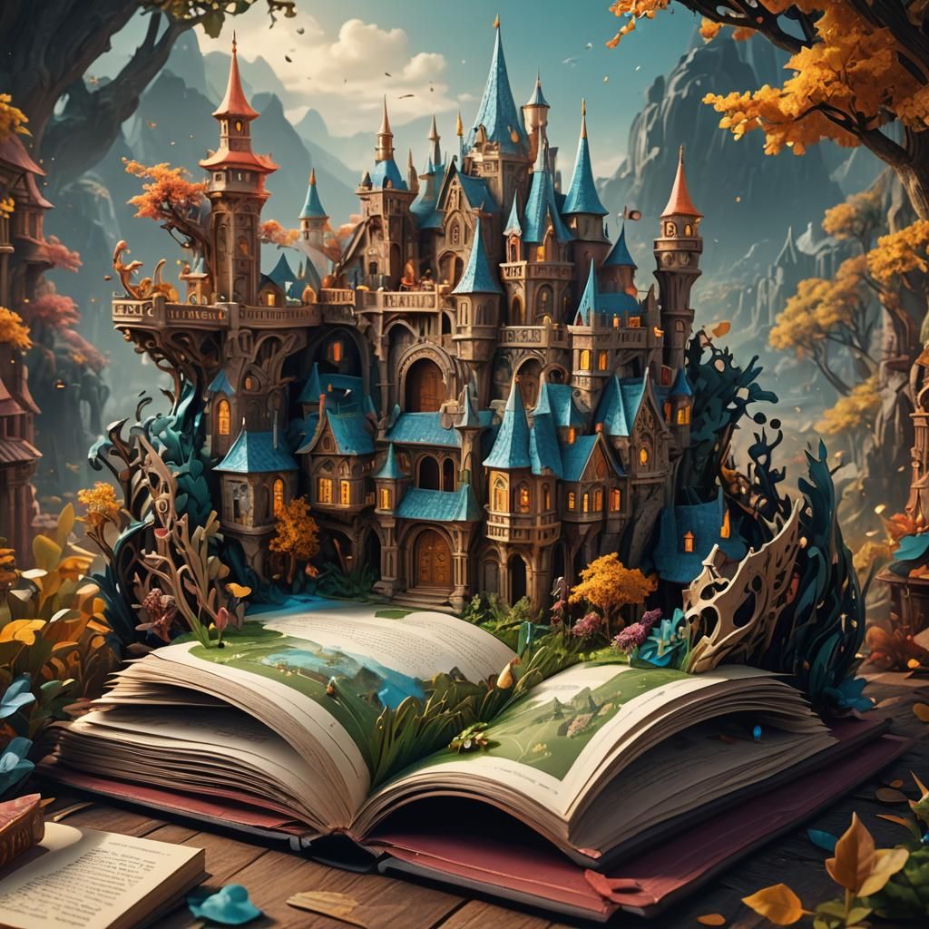 Detailed Pop-Up Book Illustration in Fantasy Style