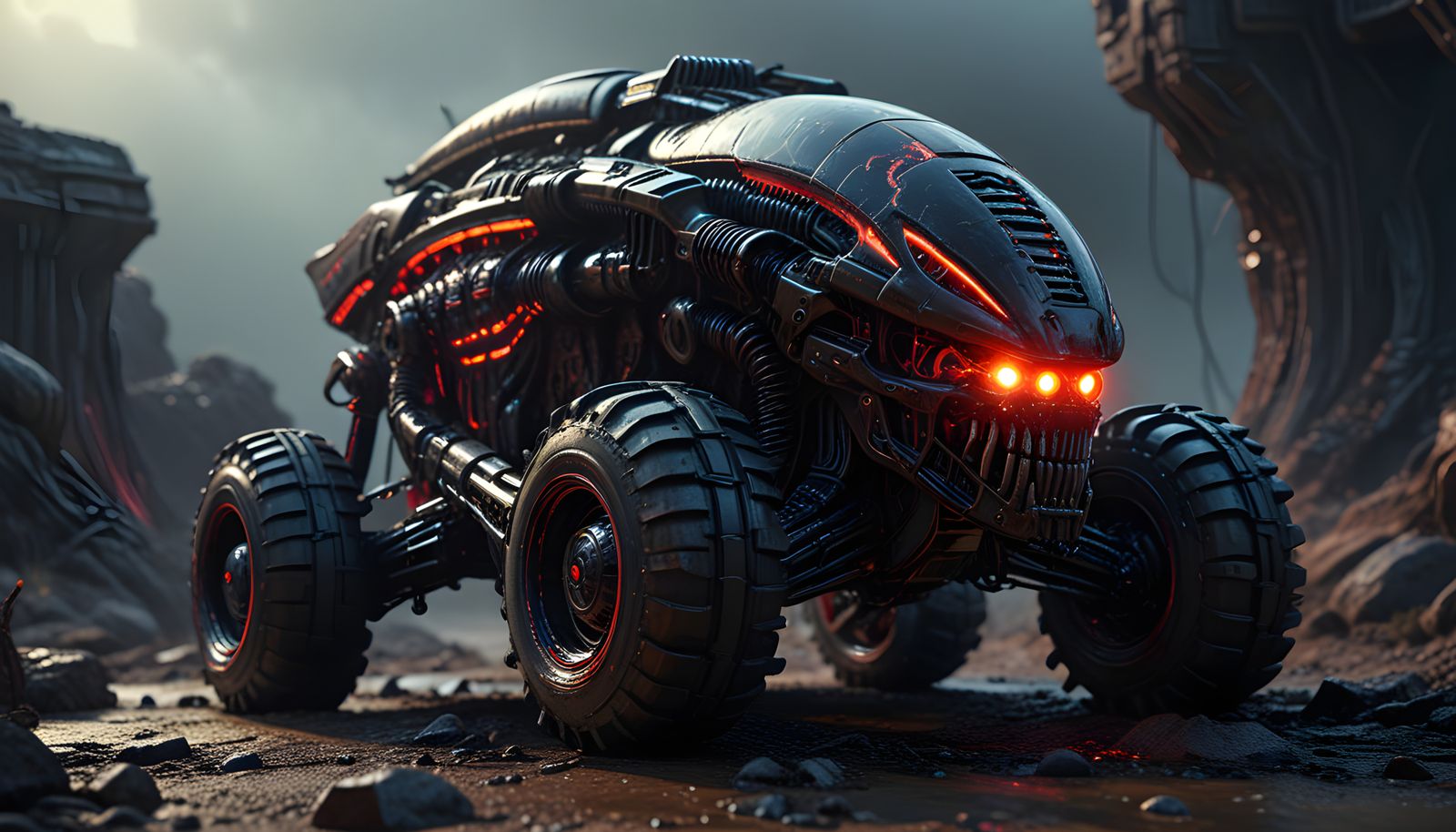 Biomechanical War Machine in Cosmic Landscape