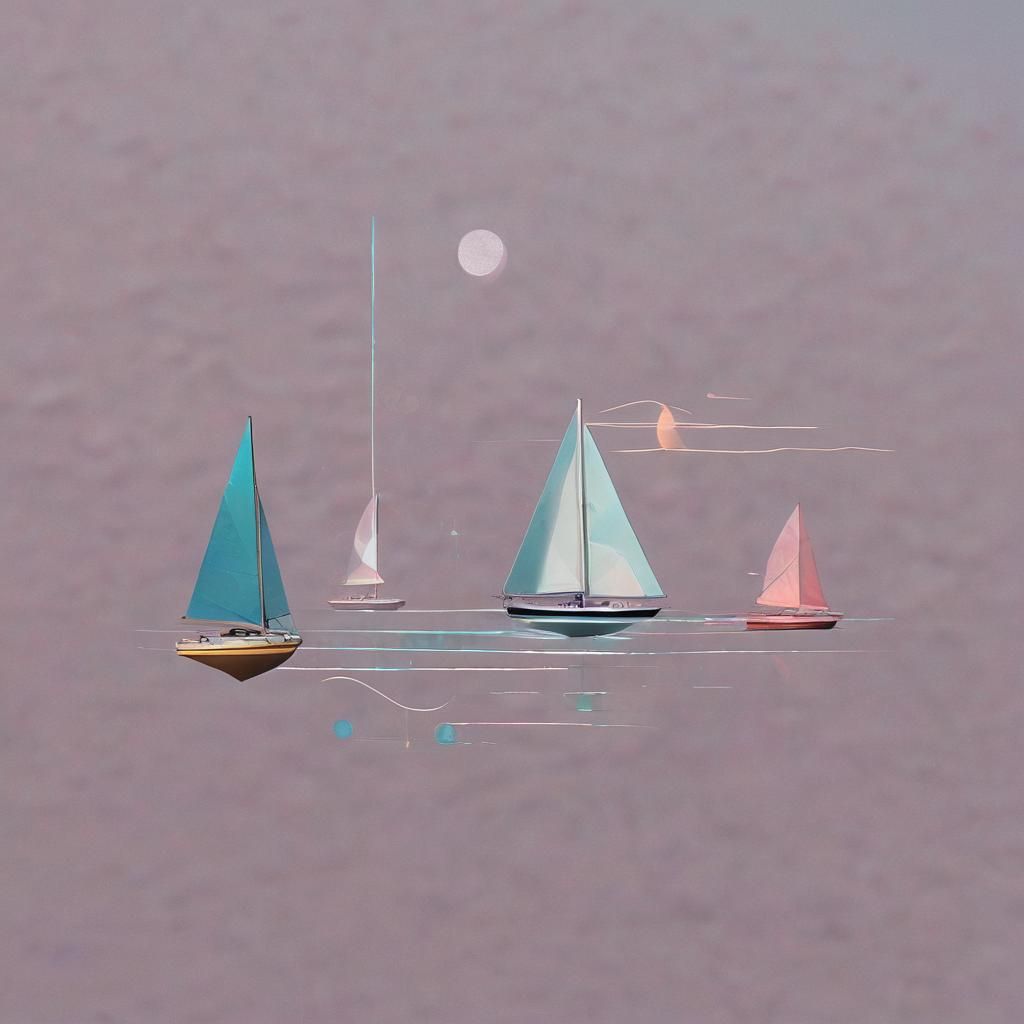 Abstract Seaside Collage in Holographic Style