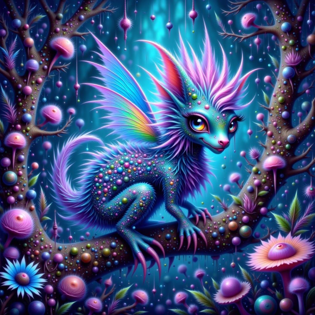 Bioluminescent Creature in Alien Forest