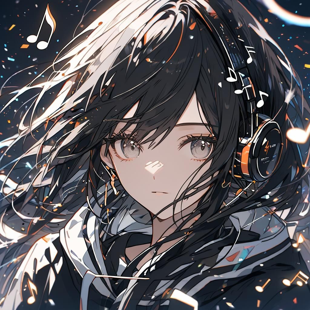 Teenage Girl Immersed in Music