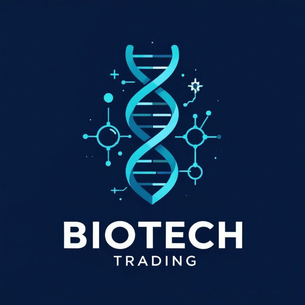 Biotech Trading Logo: DNA Helix and Medical Cross Design