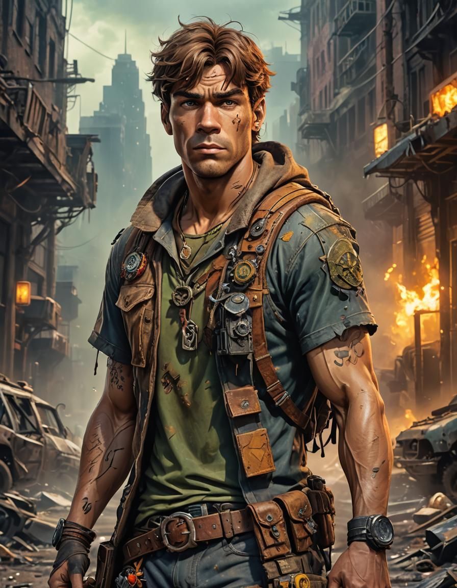 Post-Apocalyptic Sammy Portrait in Acrylic Style