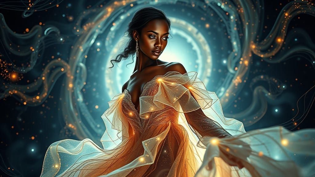 Stunning Celestial Goddess in Ethereal Gown