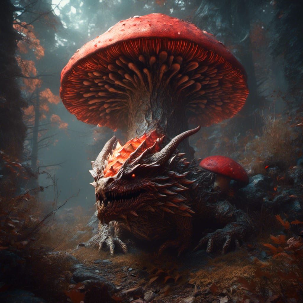 Mushroom Dragon Concept Art in 8k Resolution