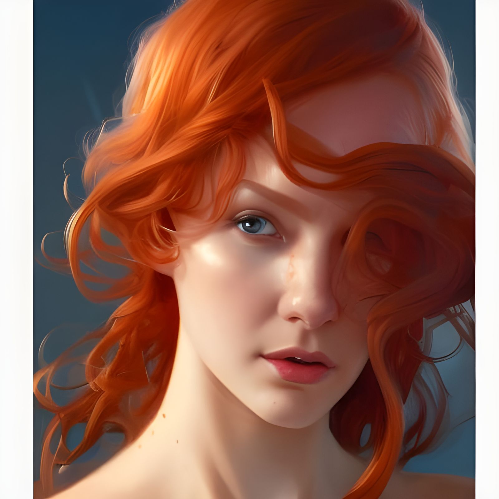 Redhead in Copper Dress: Hyperdetailed Portrait