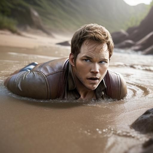Chris Pratt Sinking in Quicksand: Professional Photography