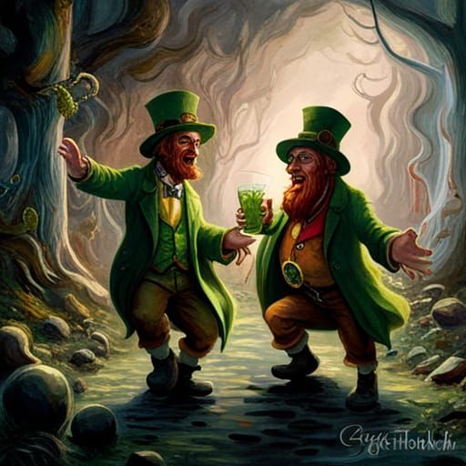 Leprechauns Dancing in an Enchanted Forest