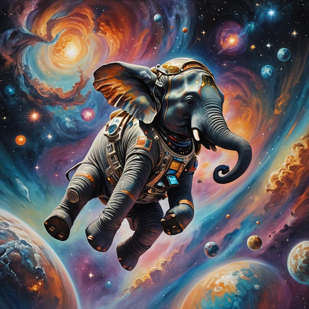 Majestic Elephant Embarks on Cosmic Odyssey