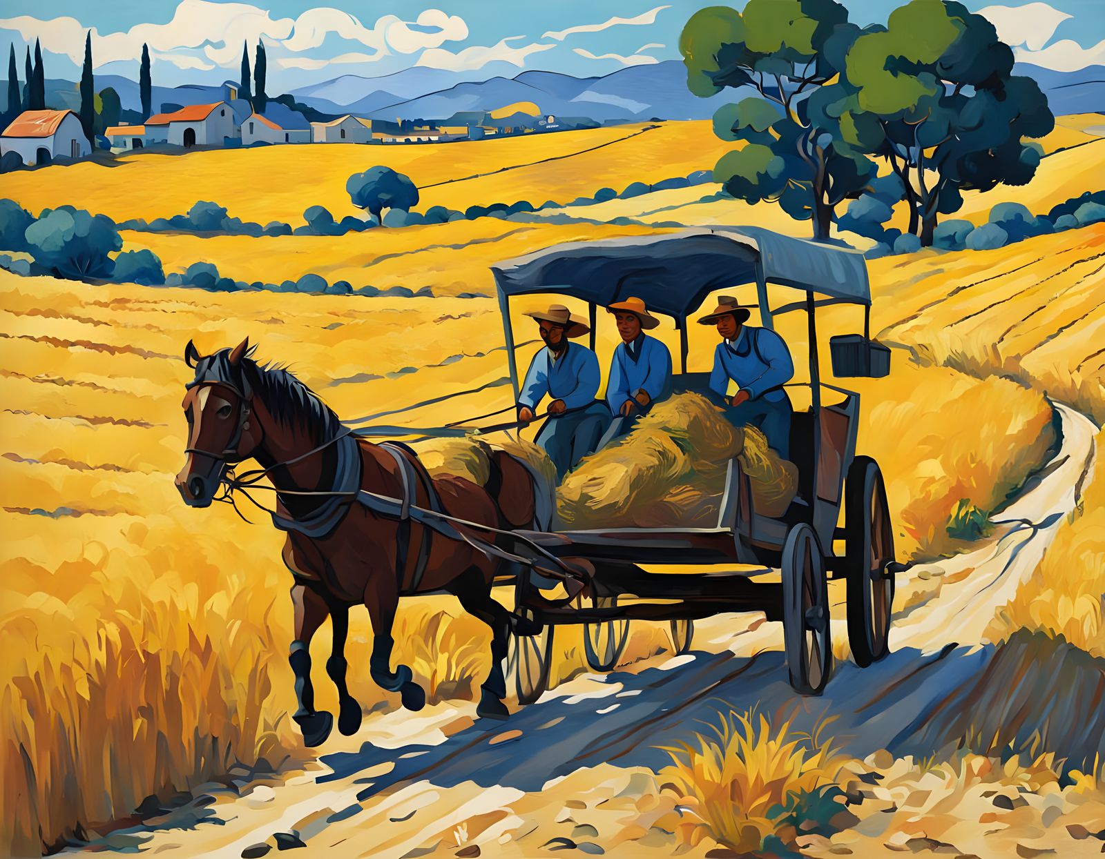 Vibrant Cypriot Landscape in Van Gogh's Impressionist Style