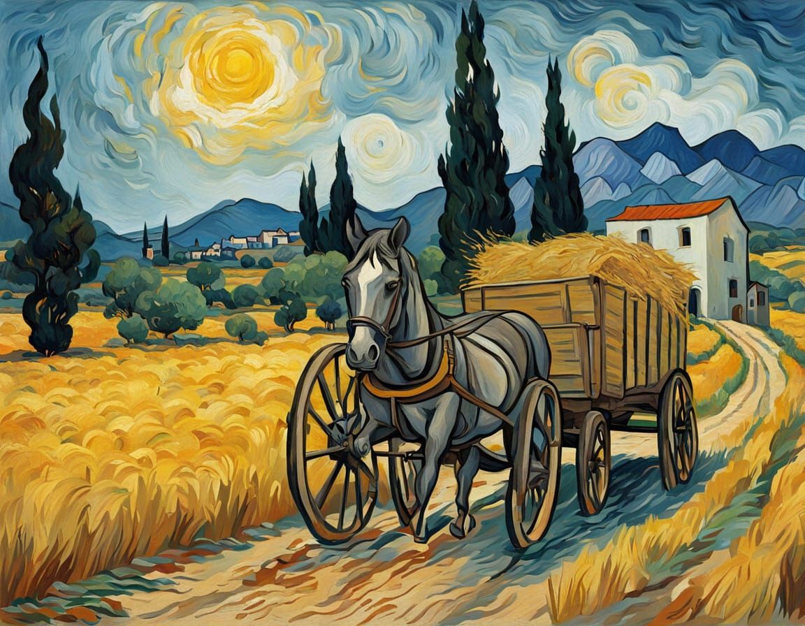 Sunny Cyprus Landscape in Vibrant Impasto Style