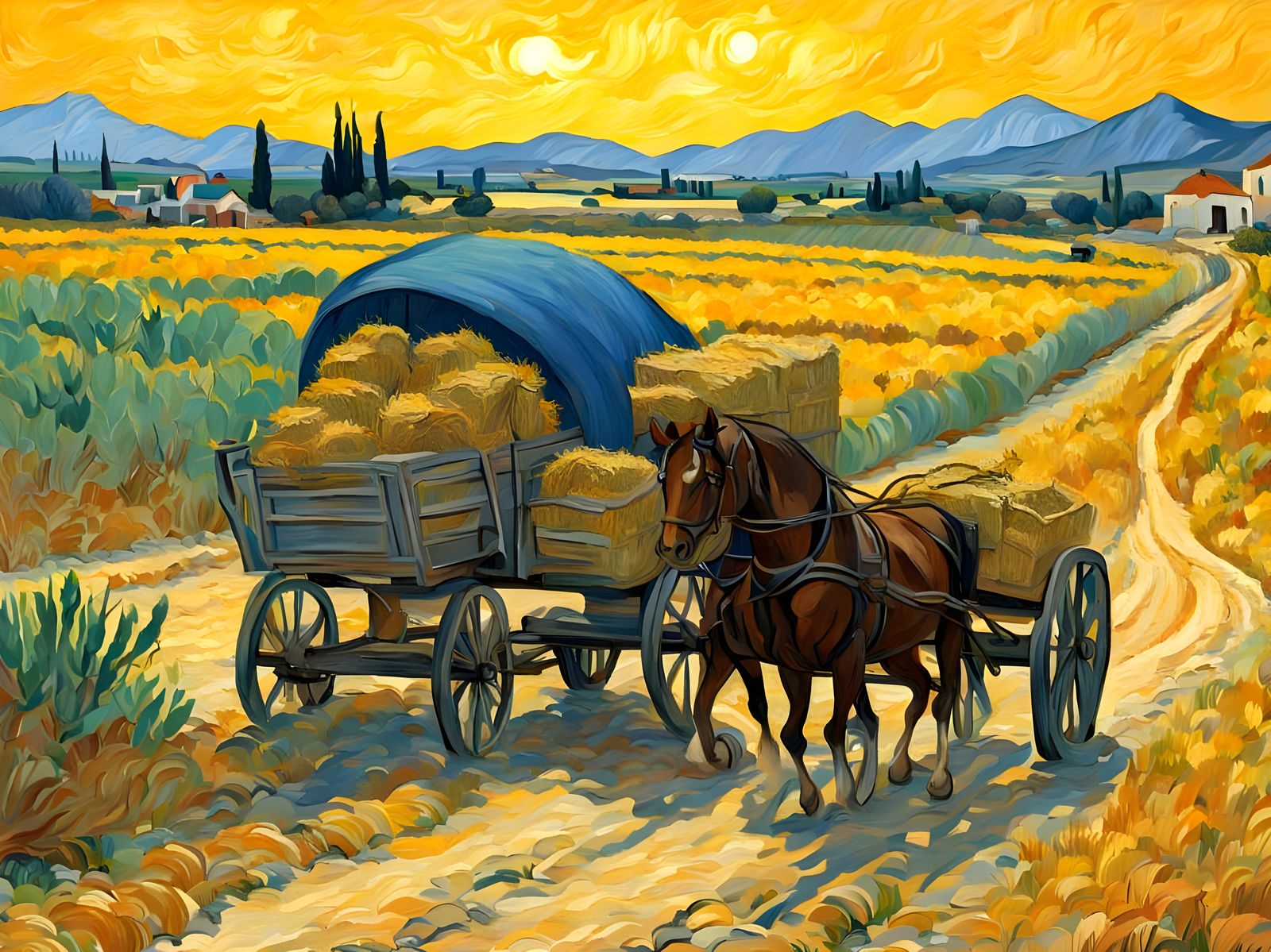 Cyprus Scene in Van Gogh's Impressionist Style