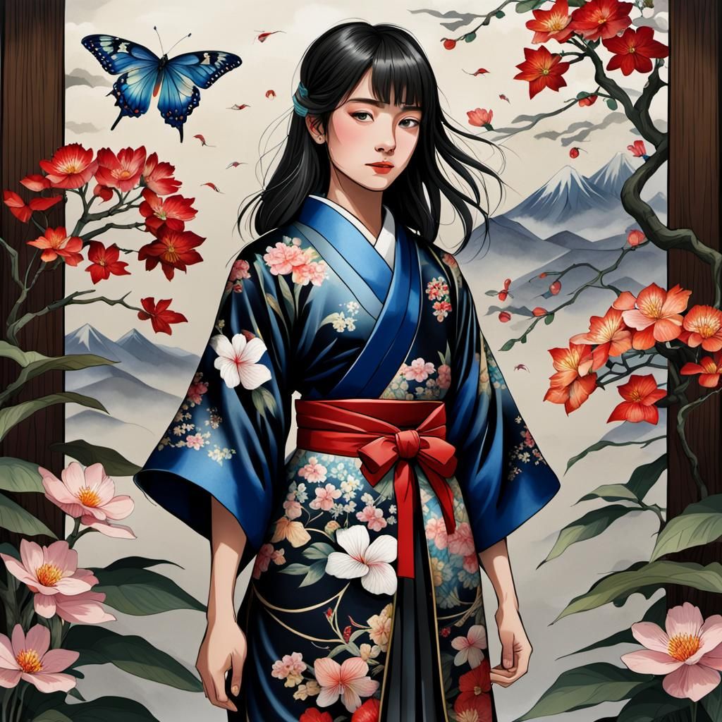 Elegant Kimono: AI-Generated Image