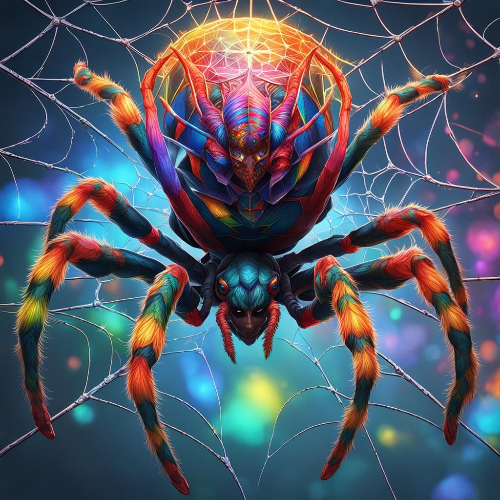 Rainbow Spider Portrait in Hyperdetailed Concept Art