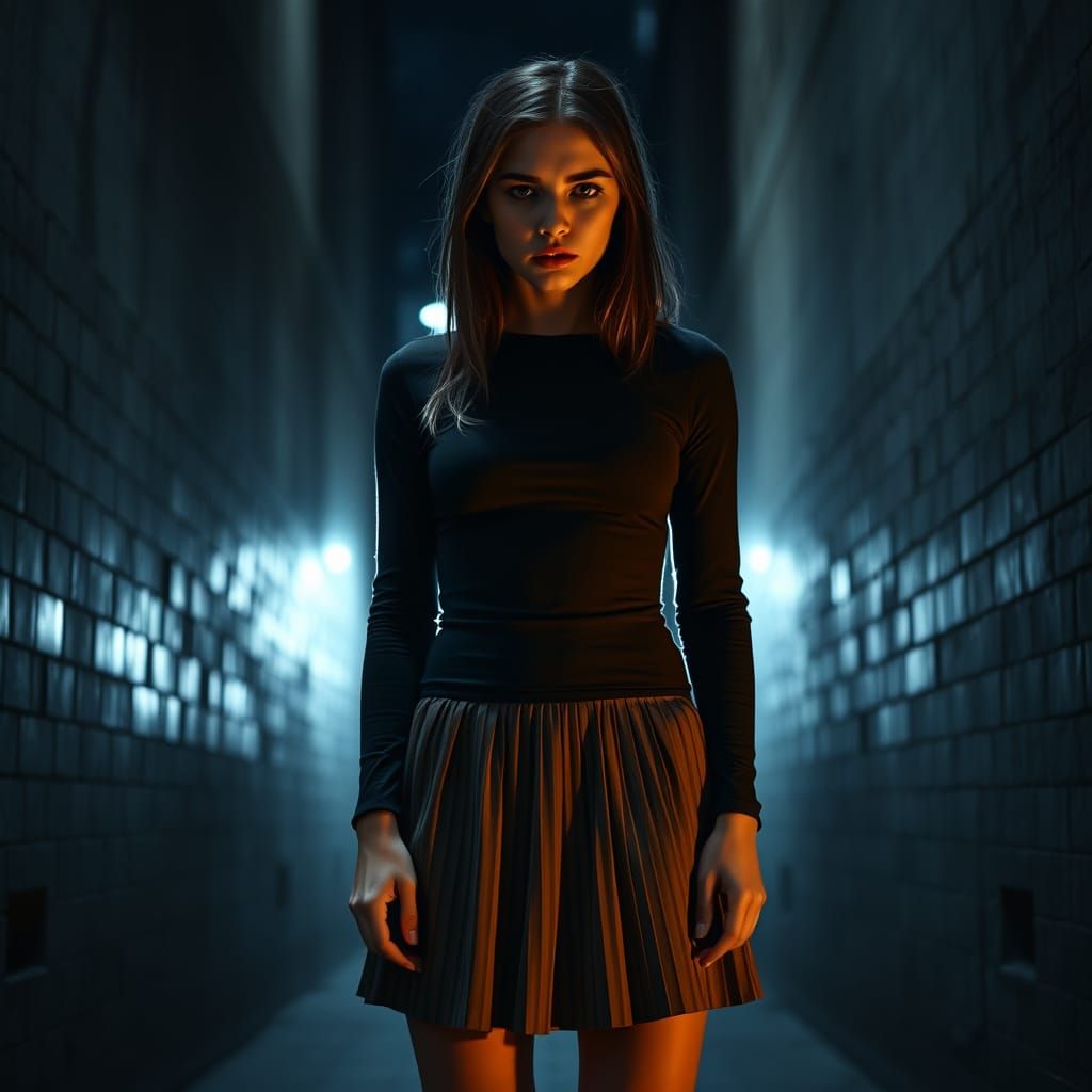 Girl in Ominous Shadows