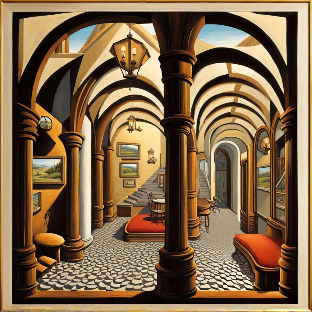 Room : Gates : stairs : Optical illusion : reality : unreal