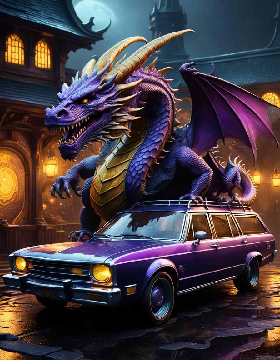 Station Wagon Dragon: Dark Fantasy Concept Art