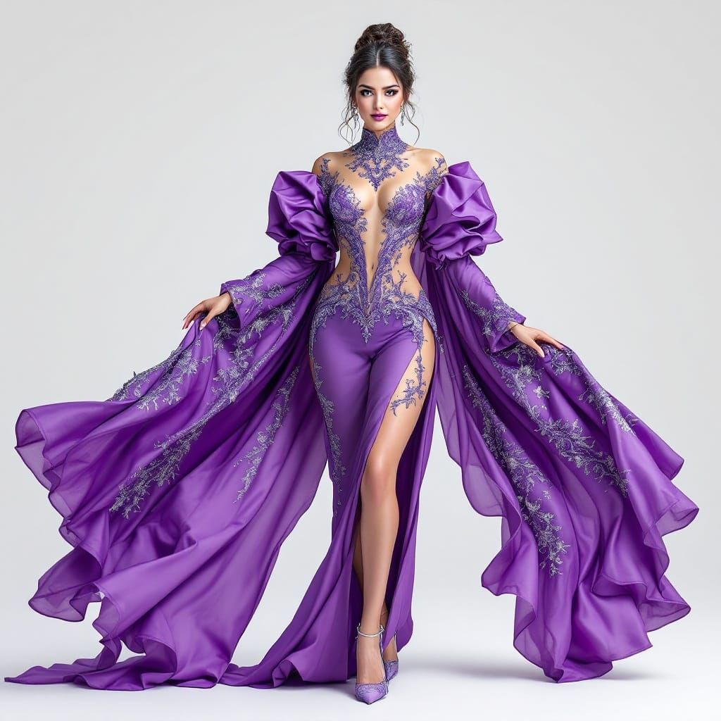 Elegant Woman Wears Lavender in Photorealistic Portrait