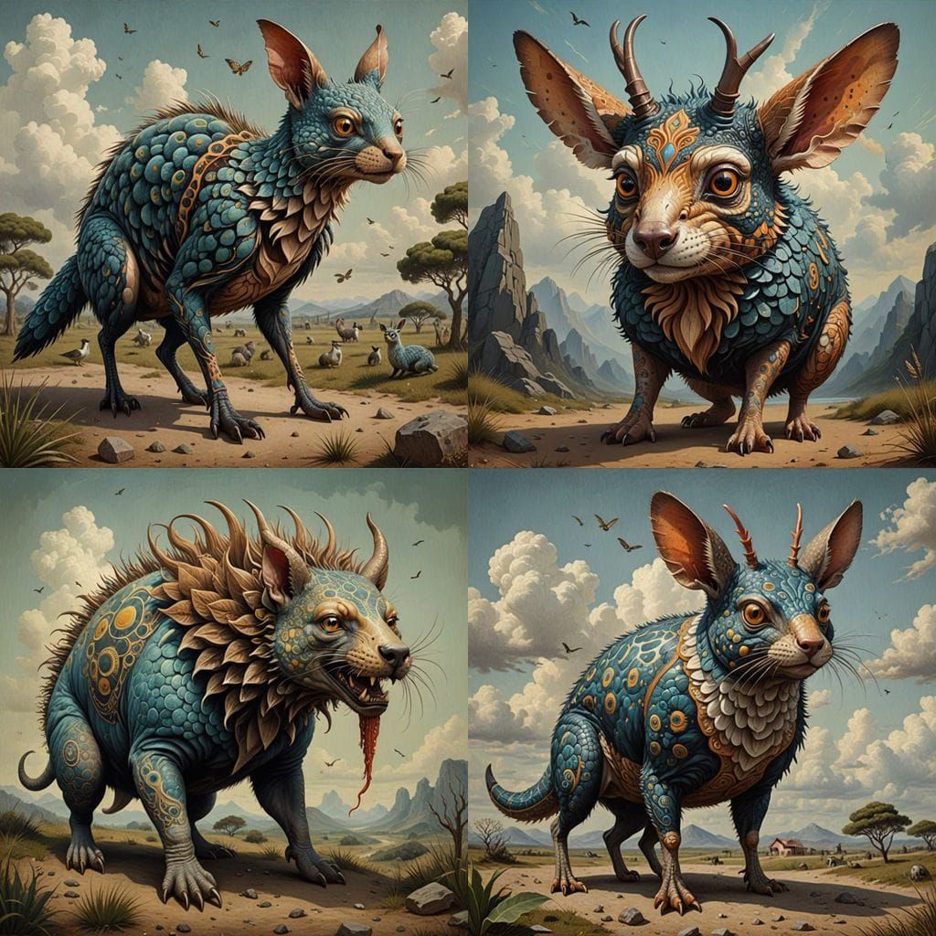 Weird Animal in Massurrealism Style