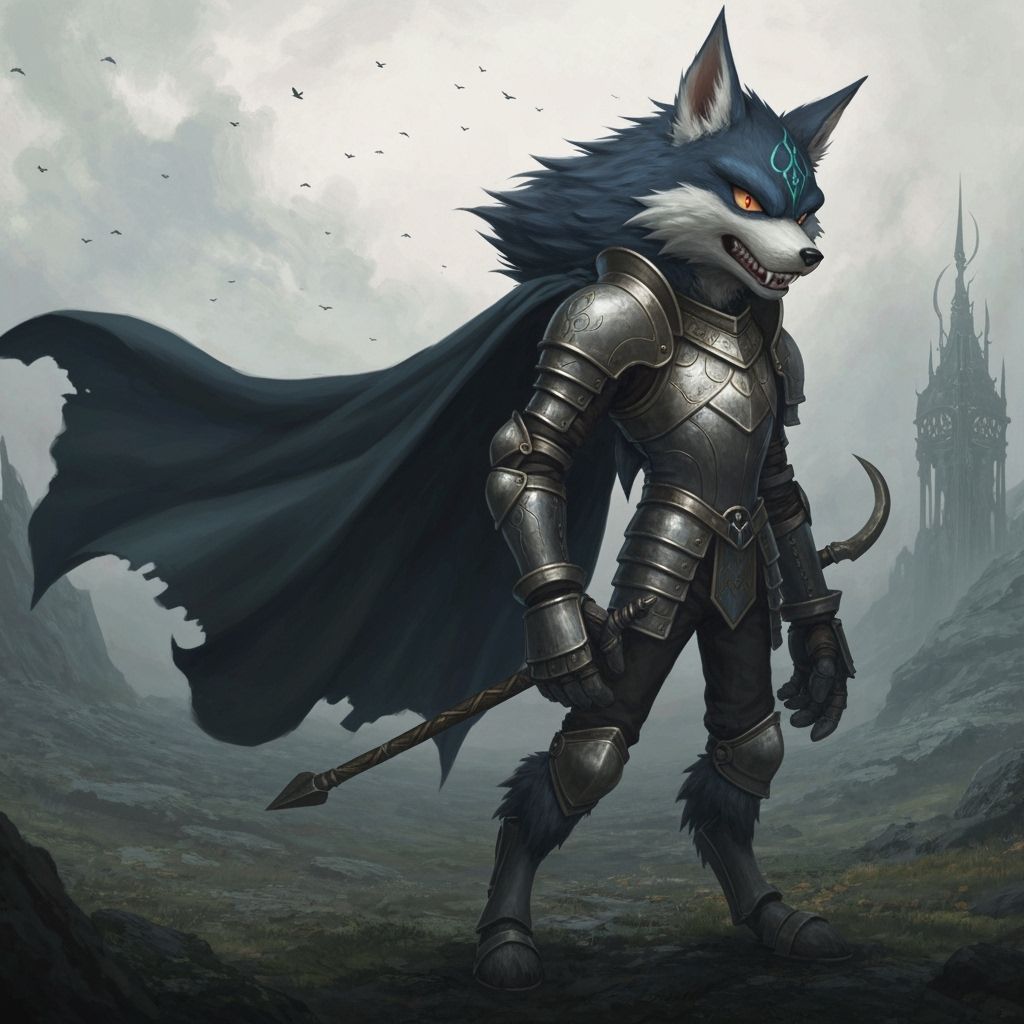 Armored Werehog Knight in Fantasy Landscape