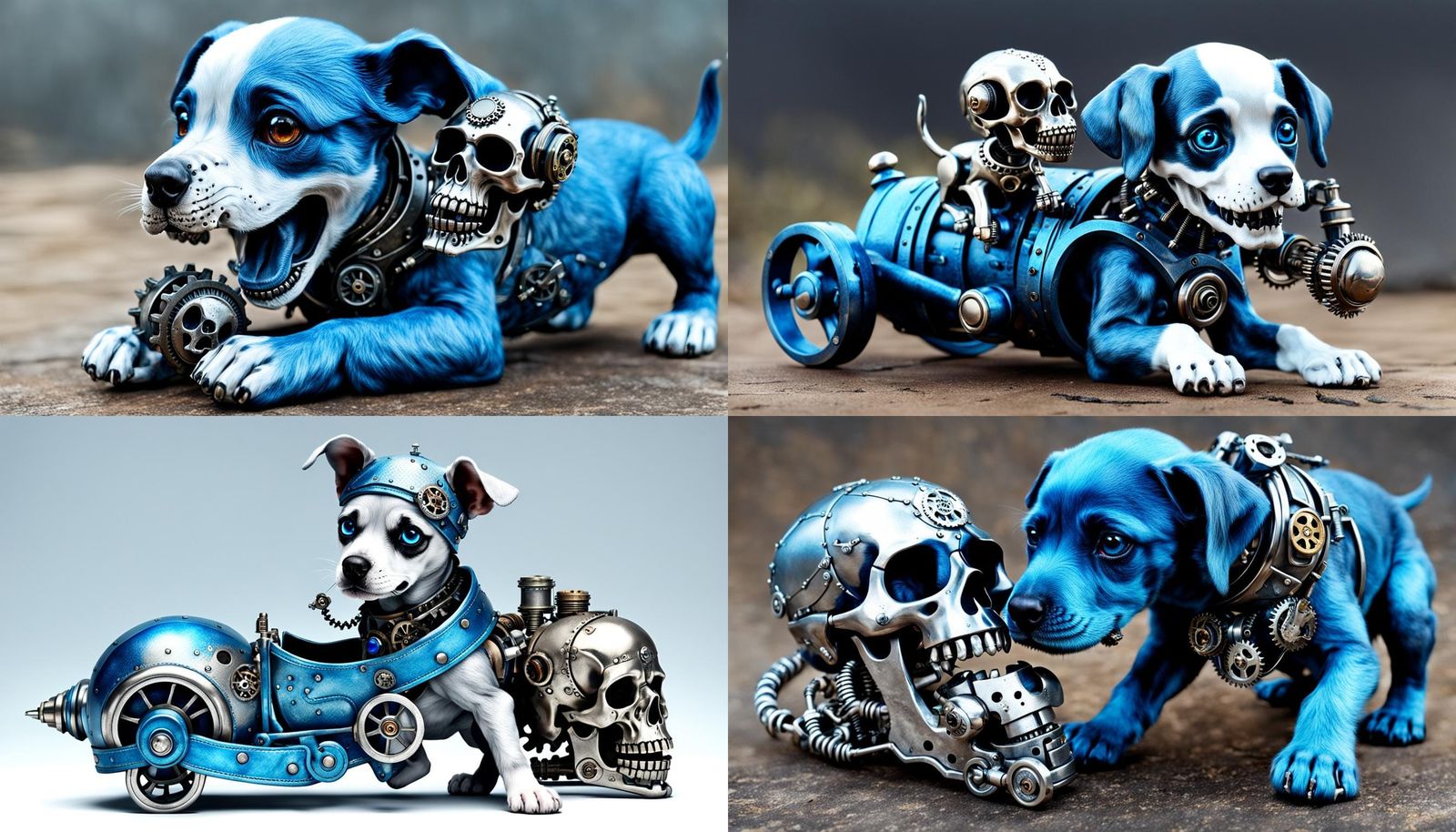 Steampunk Puppy with Skull