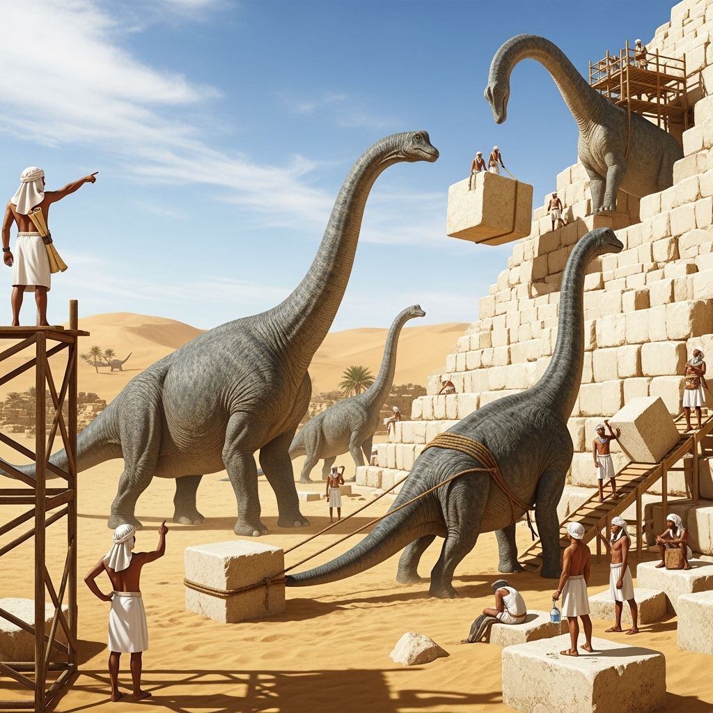 Dinosaurs Assist Ancient Egyptians Building Pyramids
