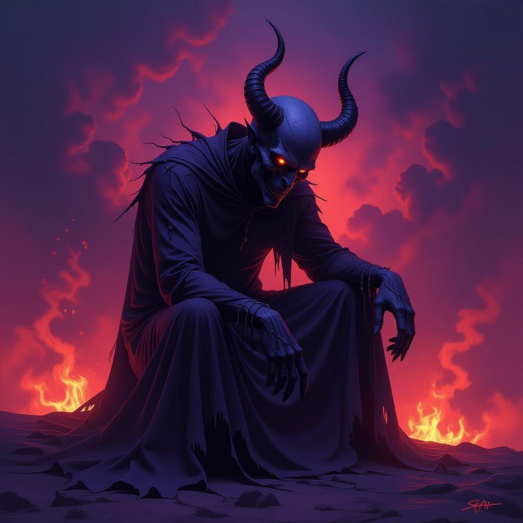 Gothic Demon Embodies Broken Emotions in Dark Fantasy Art