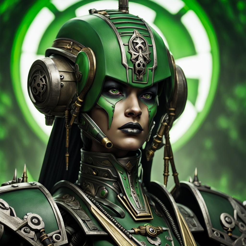 Female Robot Portrait in Science Fiction Style