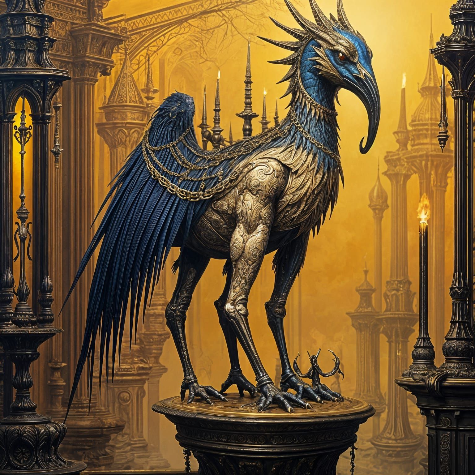 Ethereal Steampunk Bird Doll in 18th Century Attire