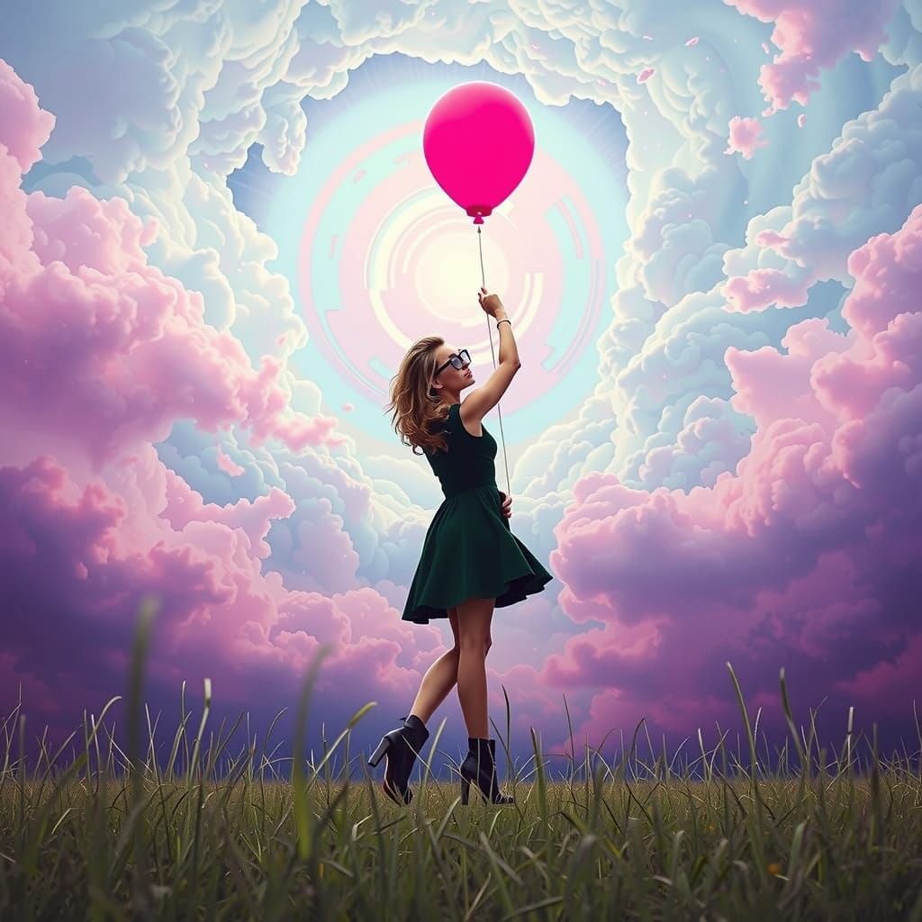 Ethereal 80s Pop Art Goddess Ascends to Psychedelic Skies