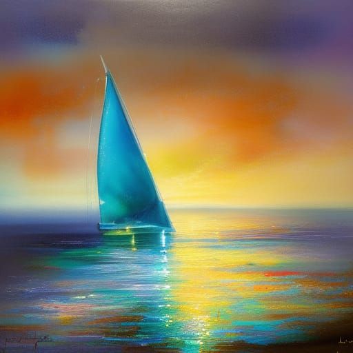 Full Moon Over Ocean: Expressionistic Airbrush Art