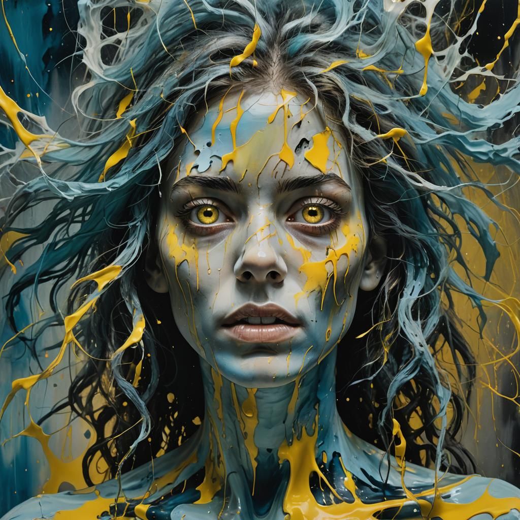 Surreal Metamorphosis: Ghostly Woman in Mixed Media