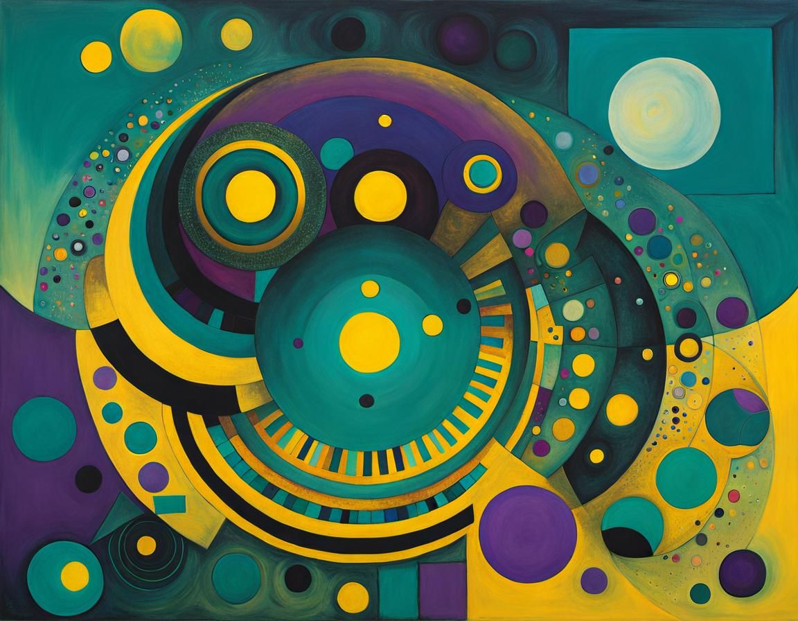 Geometric Circles in Surreal Art Brut Style