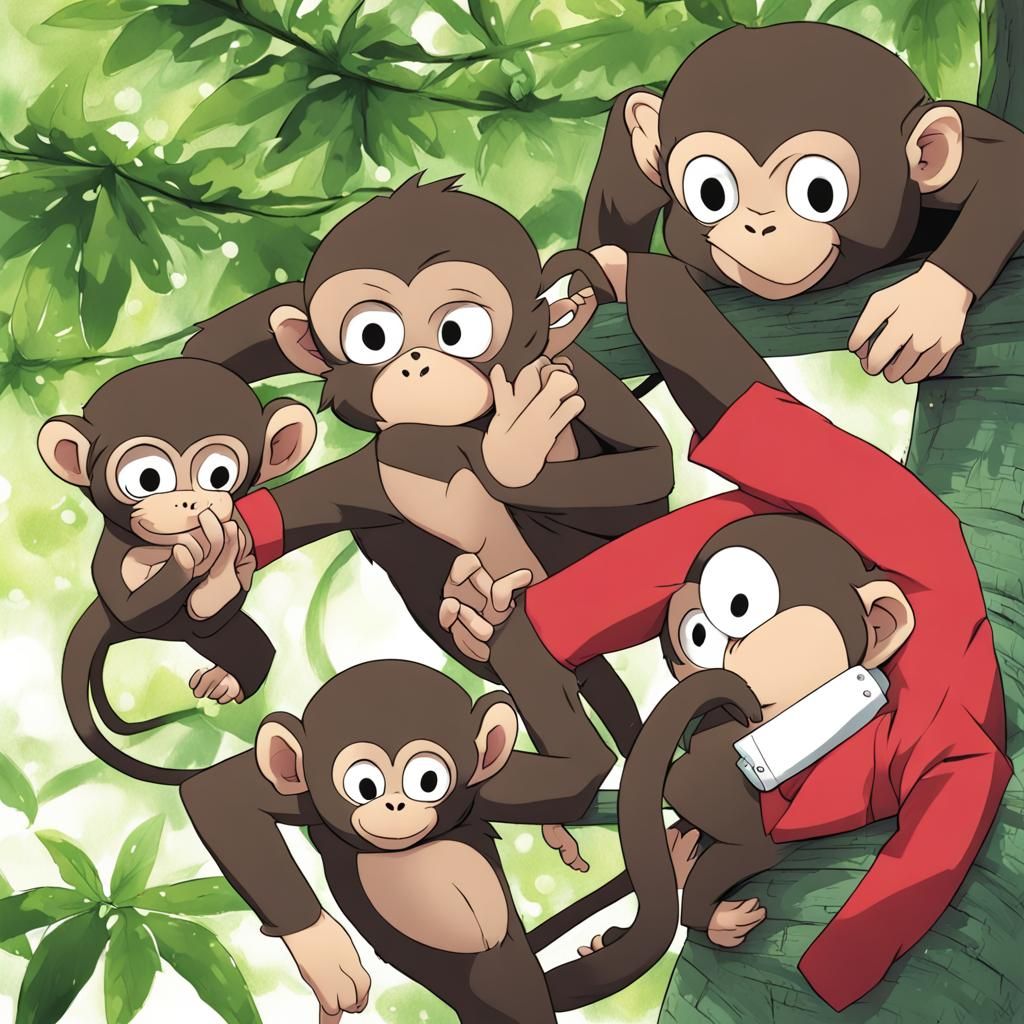 Monkeys in Anime Key Visual Style