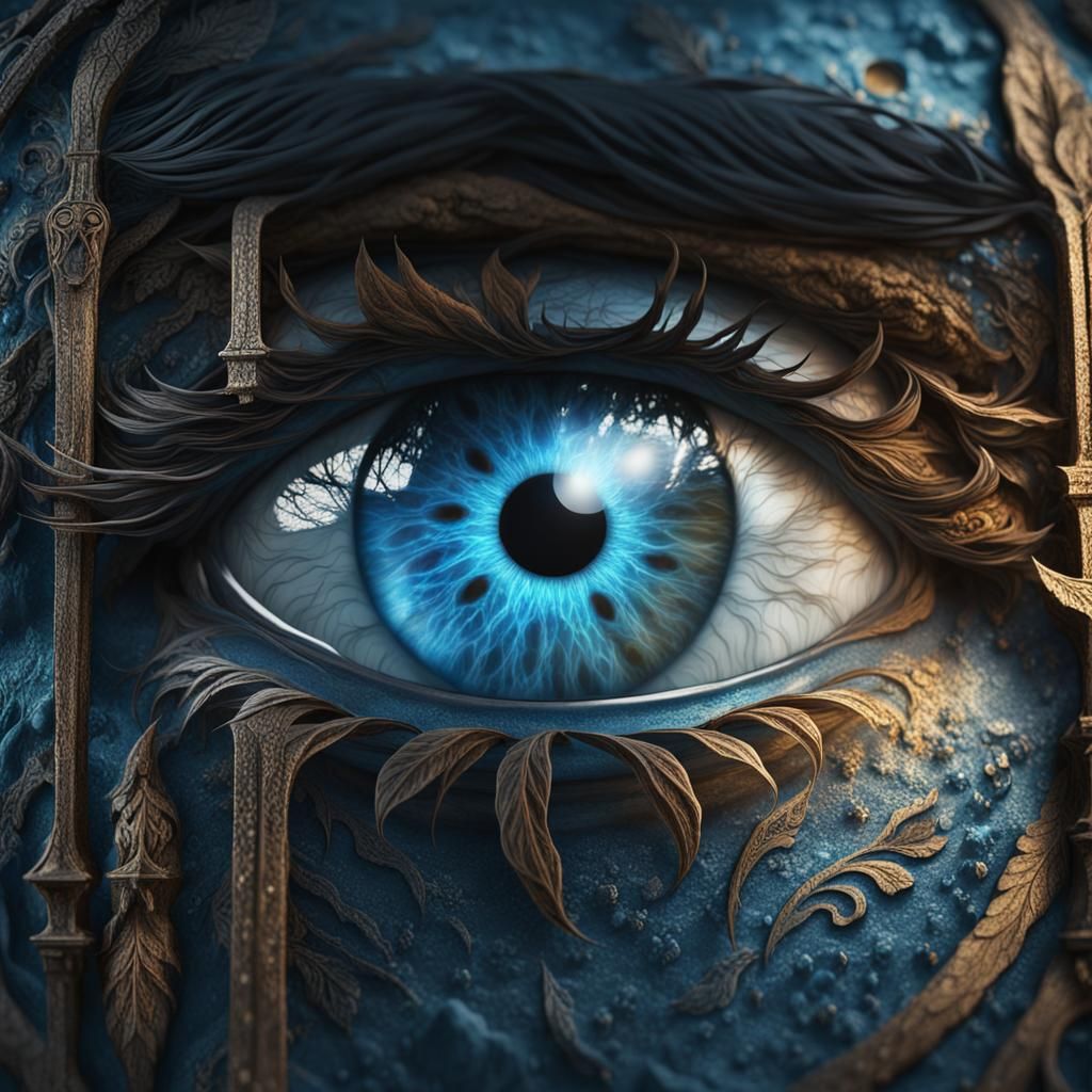 Detailed Blue Eye Digital Painting