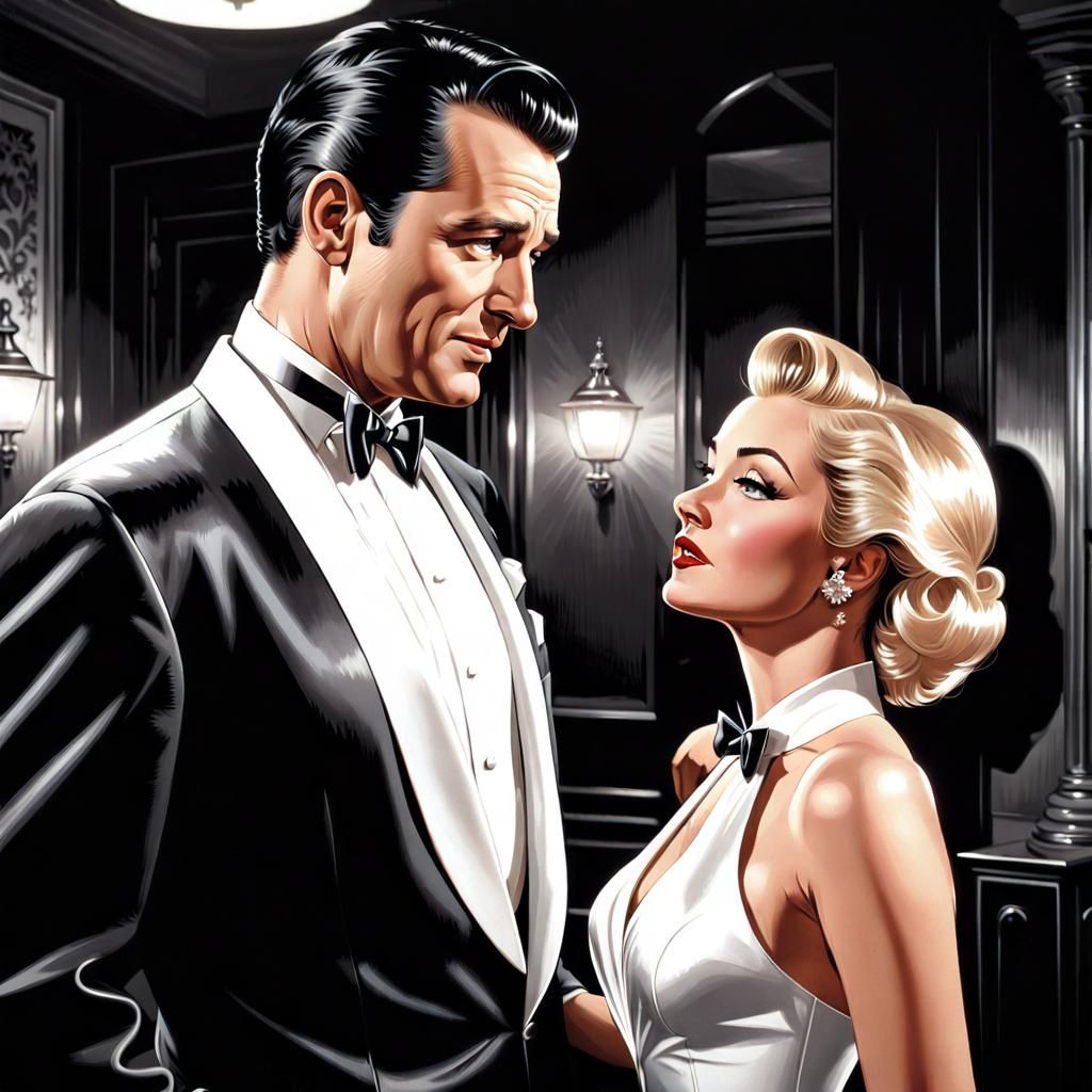 1950s Pulp Illustration of Couple in Bar